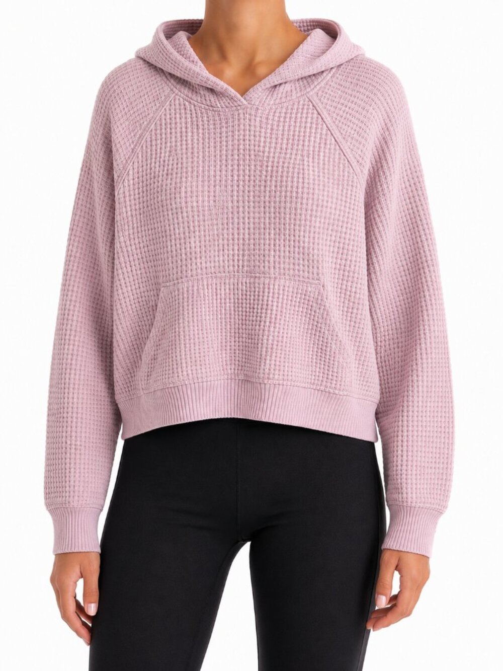 Abercrombie & Fitch A&F Lounge Waffle Knit Hooded Pullover Dusty Pink | Large